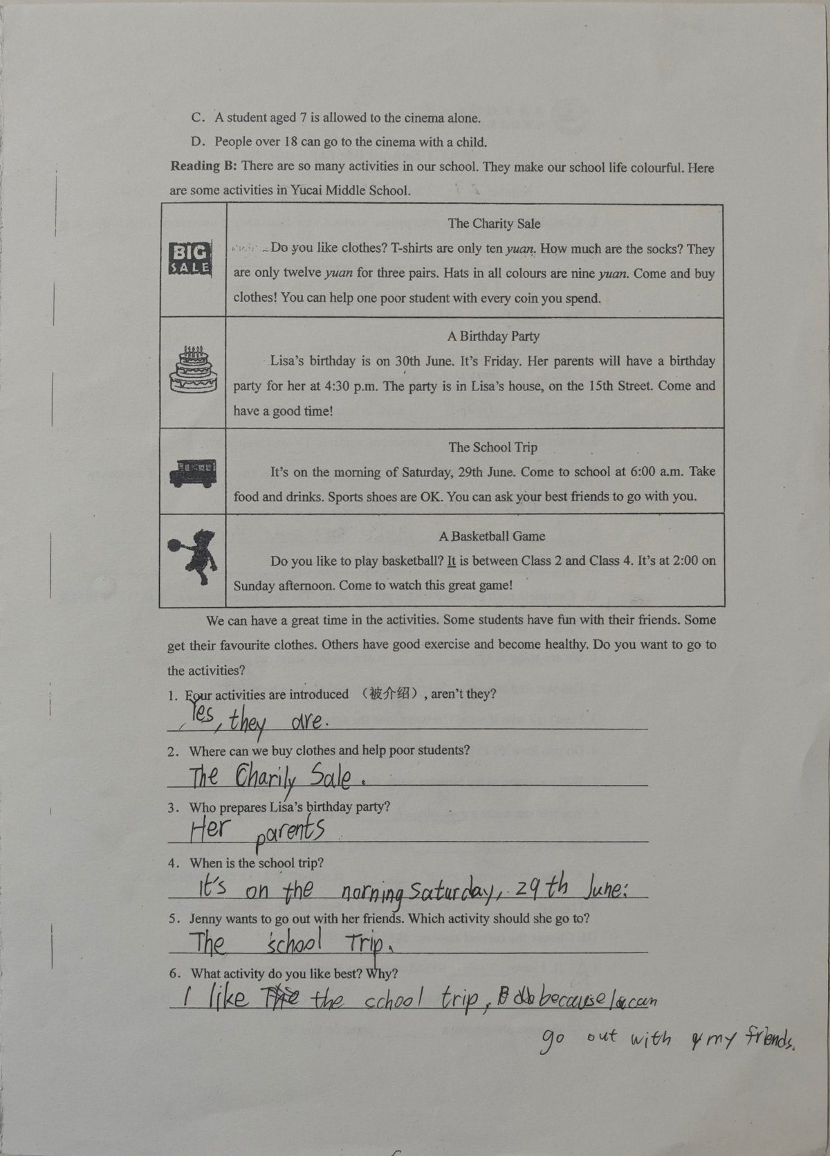6A U1 School life (4) 单元测 原始试卷 第4页